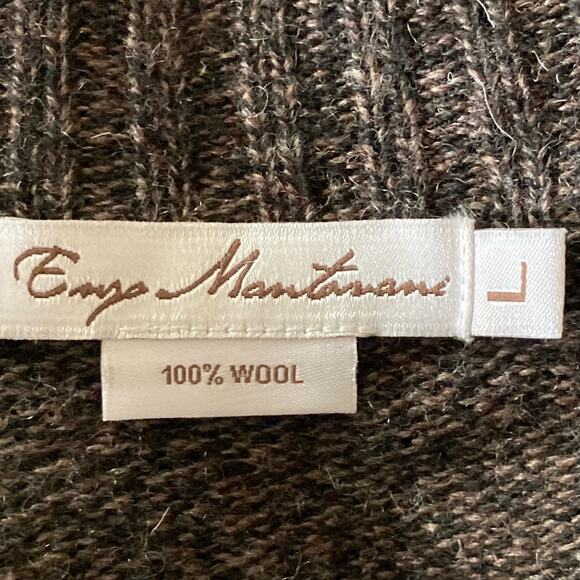 Enzo Mantovani 100% Wool Quarter Zip Pullover Sweater Brown Men's Size Large - Picture 7 of 8